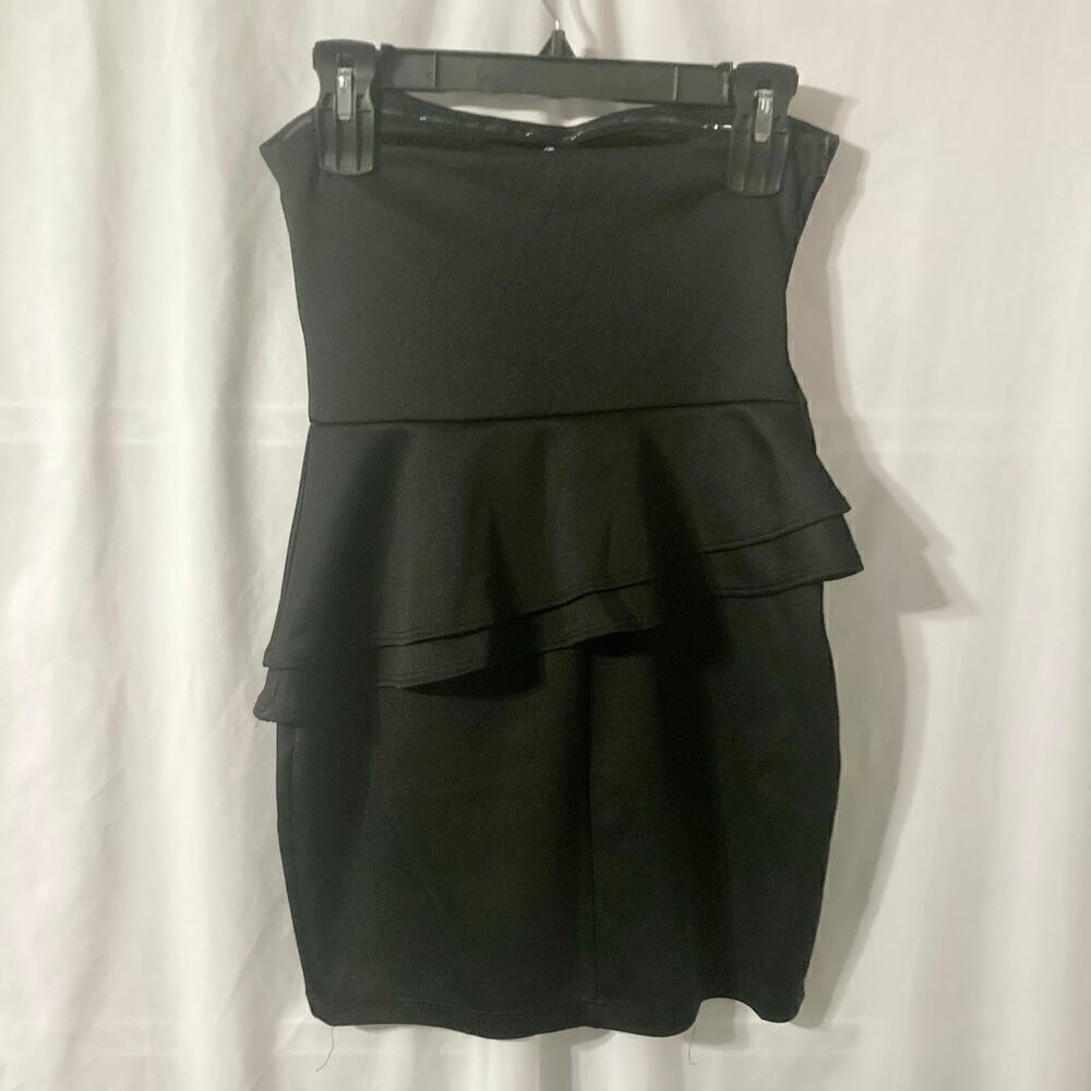 Wet Seal Women's M Black Strapless Peplum Bodycon Dress - Picture 3 of 10